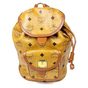 MCM Cognac Logo Backpack